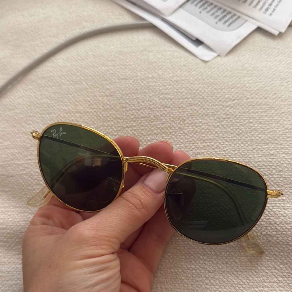 Ray-Ban Gold and Green Sunglasses with Case